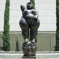 Reproduction Antiques Cast Fernando Botero Bronze Fat Lady Woman Standing On Head Sculpture